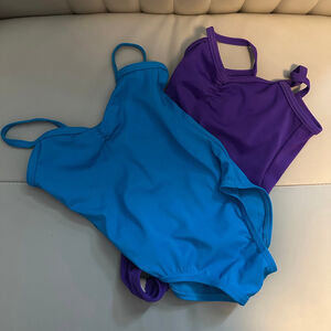 Lot of 2 Girls’ Balera Leotards Purple & Blue One-Piece Size XSC